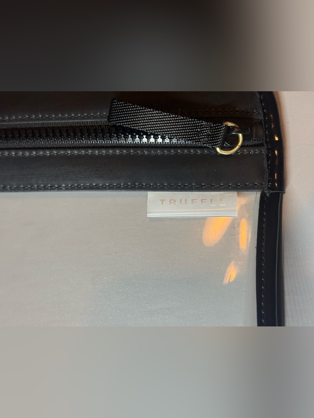 Truffle Clear Travel/Makeup Organizer Pouch Black Trim